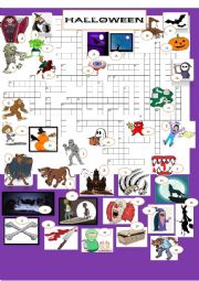 Scary Halloween crossword part 3 of a 3 set exercise