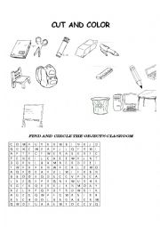 English Worksheet: objects classroom