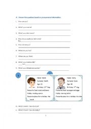 English Worksheet: Personal information, this, these, that, those