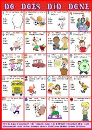 English Worksheet: DO  DOES  DID  DONE  +  Key