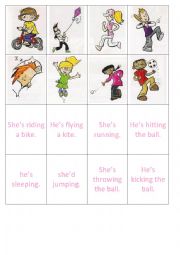 English Worksheet: Present Continuous memory game