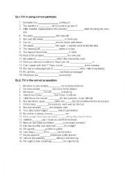 English Worksheet: Prepositions and participles 