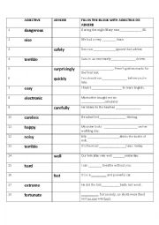 English Worksheet: adjective and adverb