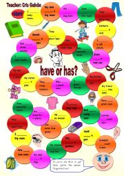 Have or has for kids-Game-Editable-Including body parts, school objects, pets, toys...