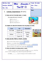 8 TH FORM -- MID SEMESTER 1 TEST N 1 (LISTENING PART)