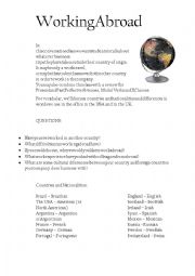 English Worksheet: Working abroad - Conversation Lesson