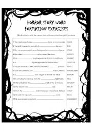 Horror Story Word Formation Exercise