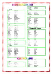 English Worksheet: Suffixes: Adjective To Noun and Verb To Noun