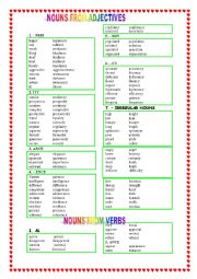 Suffixes: Adjective To Noun and Verb To Noun