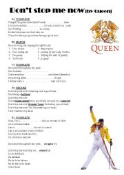 English Worksheet: Song Dont stop me now (by Queen)