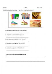 English Worksheet: Are there - Is there