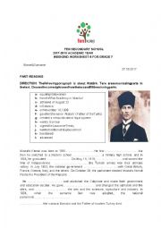 Worksheet about ATATURK