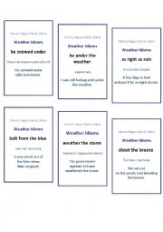 English Worksheet: Idioms Happy Family Game (with Russian translation)