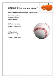 English Worksheet: Fun present continuous listening