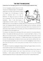 English Worksheet: Thanksgiving activities