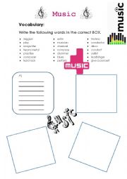 English Worksheet: Music vocabulary