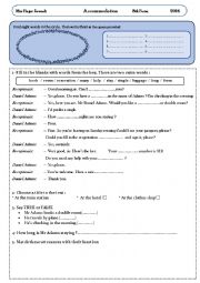 English Worksheet: accommodation