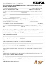 English Worksheet: Grammar Revision: Survival 