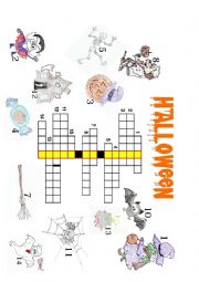 English Worksheet: Halloween Crossword Elementary