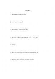 English Worksheet: I Am Me - student brainstorm