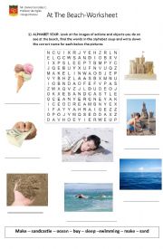 English Worksheet: At the beach 