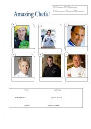 English Worksheet: Amaing Chefs