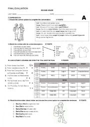 English Worksheet: SECOND GRADE FINAL EXAM