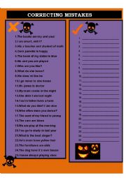 English Worksheet: CORRECTING MISTAKES ** KEY INCLUDED**