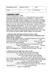 English Worksheet: test n1