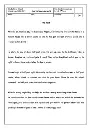 English Worksheet: 7th form end of semester 1 exam