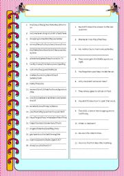 English Worksheet: Present and Past Simple - Order the sentences and correct the mistakes