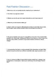 English Worksheet: Fast Fashion Worksheet