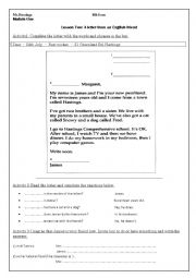 English Worksheet: 8th form a letter from an English friend