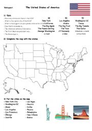 English Worksheet: USA Webquest