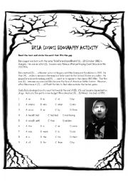 Bela Lugosi Biography Activity