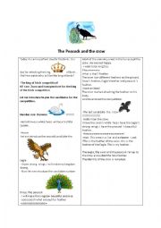 English Worksheet: The Peacock and the crow 