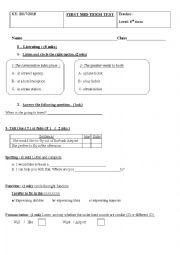 English Worksheet: 8th Form First Semester Test 1