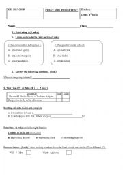 English Worksheet: 8th Form First Semester Test 1