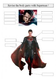 English Worksheet: Body Parts Superman