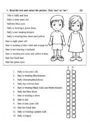 English Worksheet: Clothing and colours