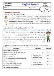 English Worksheet: mid semester 1 test n1 7th form