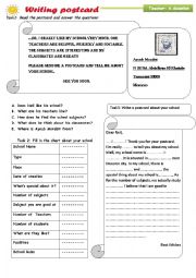 English Worksheet: Writing Post Card