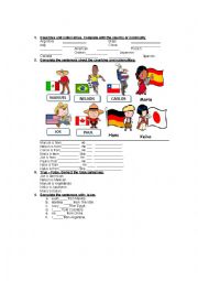 English Worksheet: Countries and nationalities