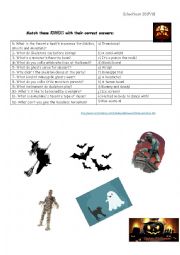 English Worksheet: Halloween riddles