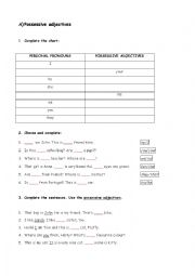 English Worksheet: possessive adjectives and pronouns