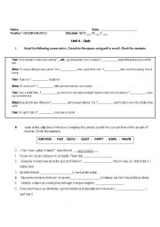 English Worksheet: Class quiz