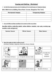 English Worksheet: Housing And Clothing