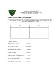 English Worksheet: Since - For