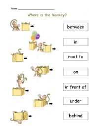 English Worksheet: Where is the monkey?