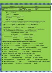 English Worksheet: GRAMMAR TEST FOR BEGINNERS